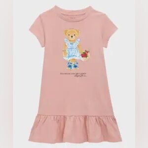 Girl's Graphic Polo Bear Flared Hem Dress